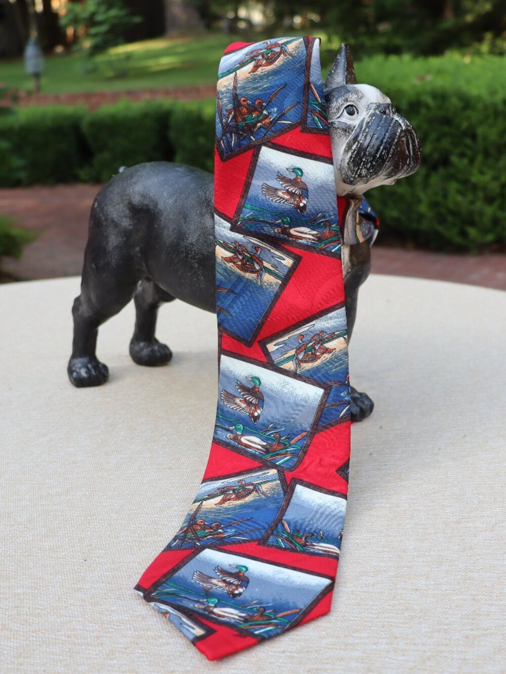Men's Red Waterfowl Duck Tie Poly Jacquard Microfiber